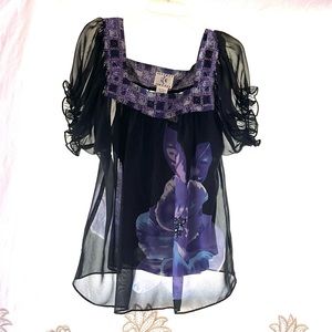Purple/Black Babydoll Shirt
